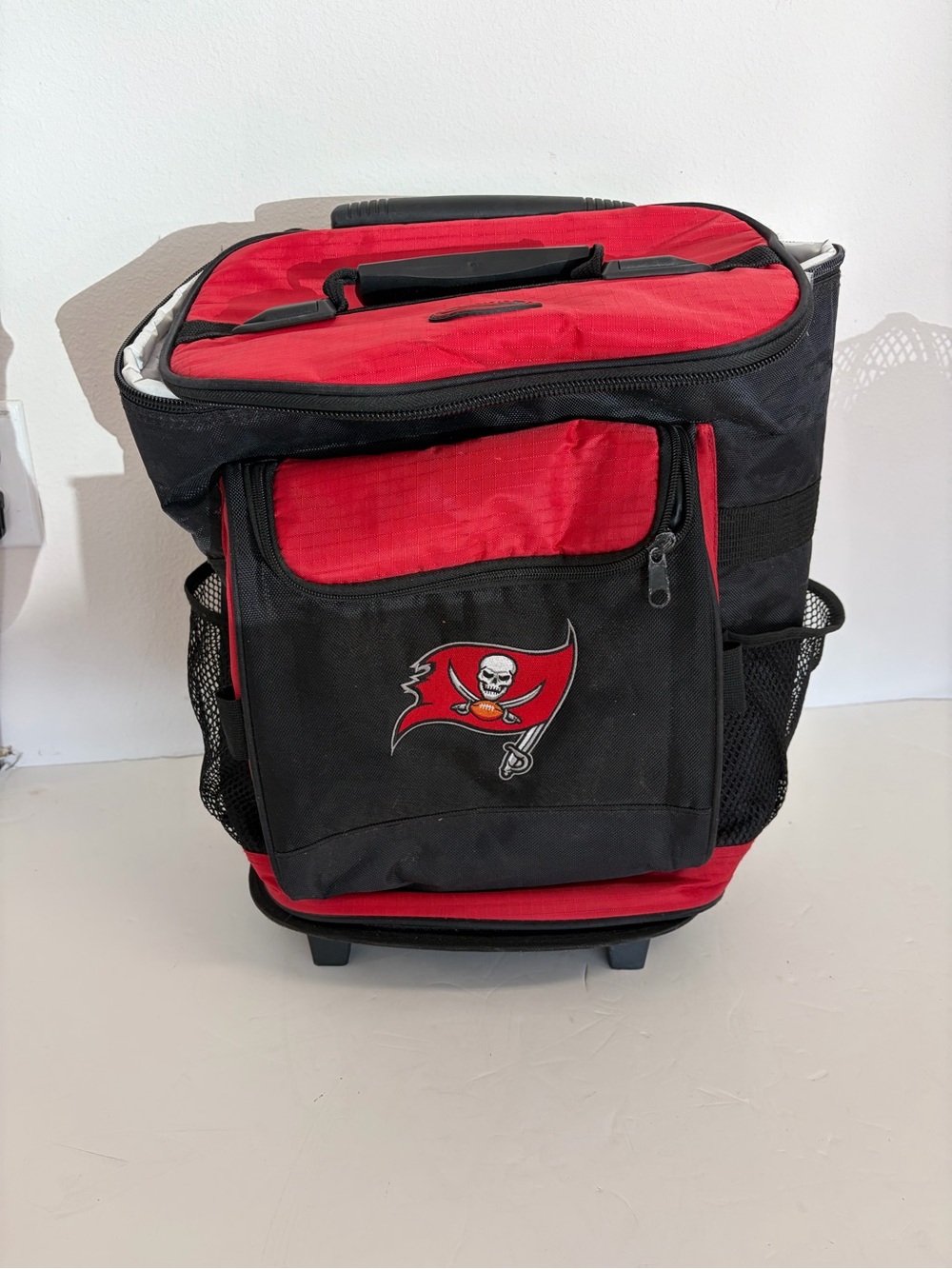 Red and Black Men's Cooler Bag with Tampa Bay Buccaneers Logo
